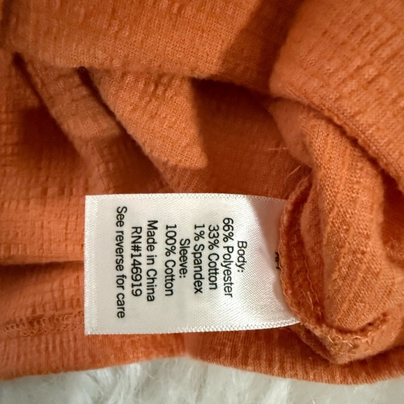 🎄LC Lauren Conrad Orange Floral Puff Sleeve Top - Picture 3 of 4